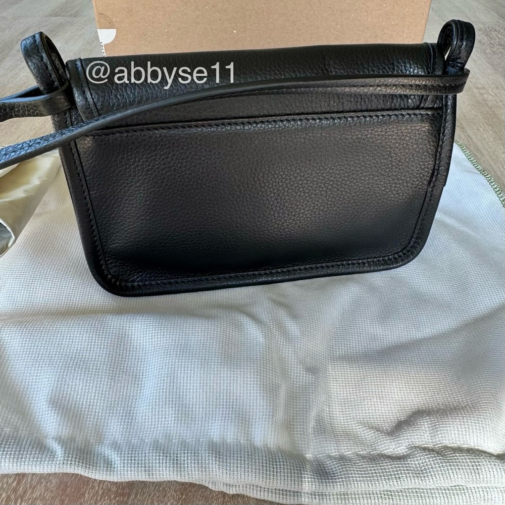 Longchamp Black Le Foulonné Leather Wallet-On-Strap XS Clutch NWT 100% Authentic - Picture 6 of 11